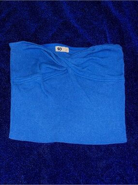 SO Electric Blue Ribbed Twist-Front Tube Top